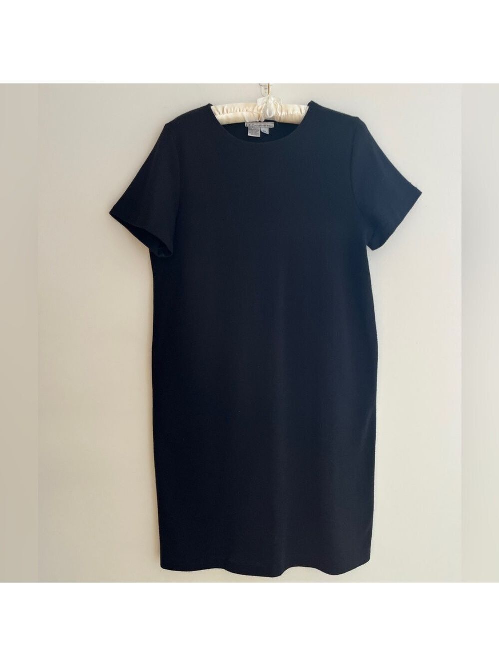 DRESS Black Knee Length T-Shirt Dress Basic Staple Travel Versatile Classic Chic